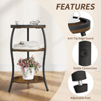 YINMIT Small Round Side Table, 3 Tier Slim Waist End Table with Anti-Tip Edge Guard, Compact Nightstand for Bedroom, Round Corner Accent Table for Small Spaces Living Room Sofa Couch