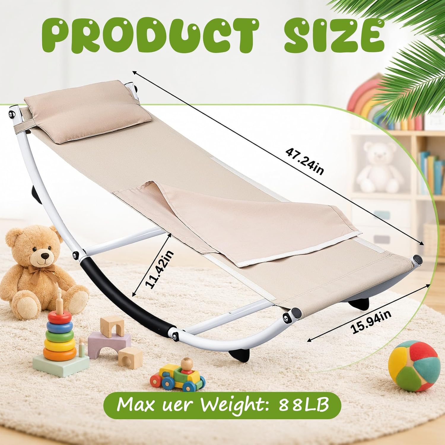 Yousoontic Kids Sensory Rocking Chair Sensory Rocker with Pillow and Blanket Outdoor Indoor Lounge Recliner Chair Gifts for Baby Children ADHD Autism