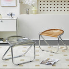 Acrylic Folding Chair Clear Dining Stool for Home Office and Outdoor Blue
