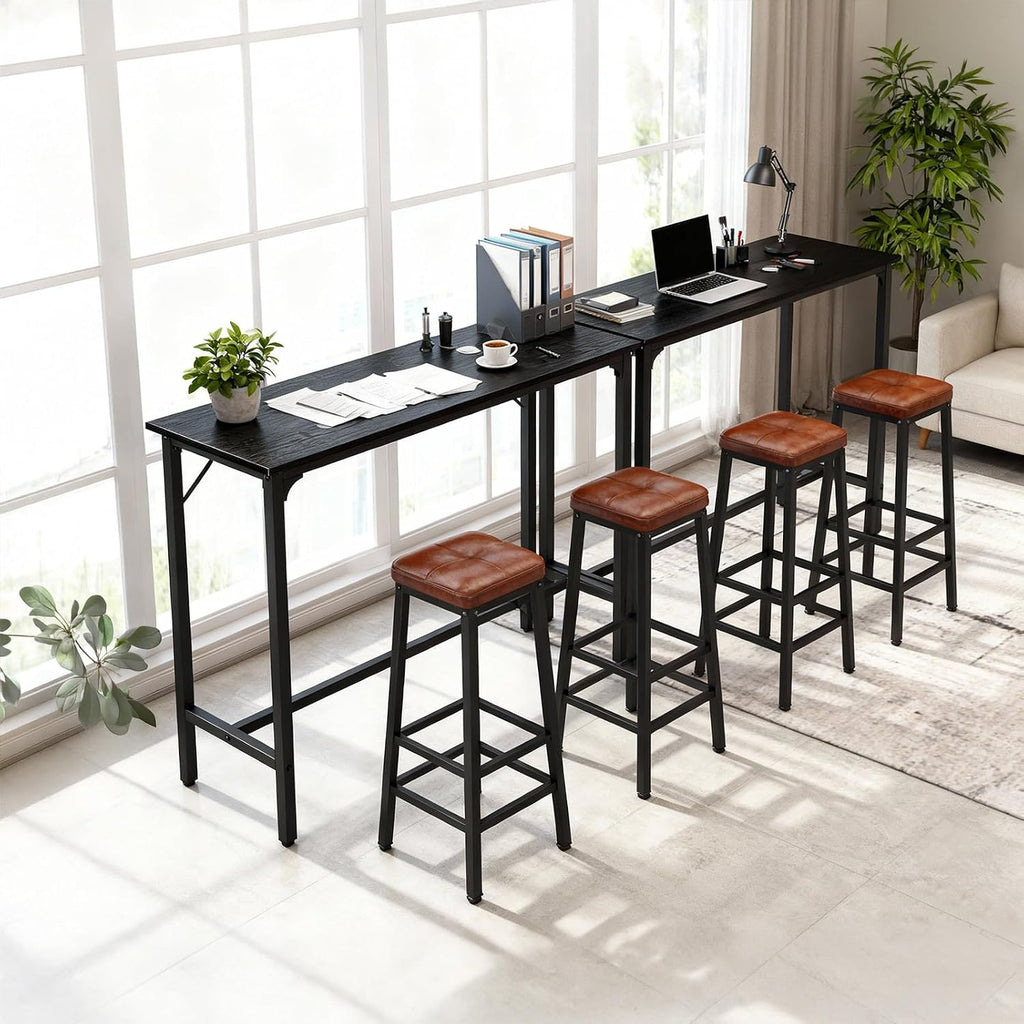 Karl home 43" Rectangular Bar Table, High Top Counter Height Table with Sturdy Metal Legs and Triangular Support, for Small Space, Dining & Kitchen, Home, Easy Assembly, Black