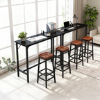 Karl home 43" Rectangular Bar Table, High Top Counter Height Table with Sturdy Metal Legs and Triangular Support, for Small Space, Dining & Kitchen, Home, Easy Assembly, Black