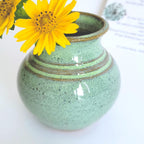 Handmade Dandelion Flower Pot for New Mommy to Be - Miniature Pottery Vase for Baby Shower Favor Presents Green (Miniature Vase w/Cork)