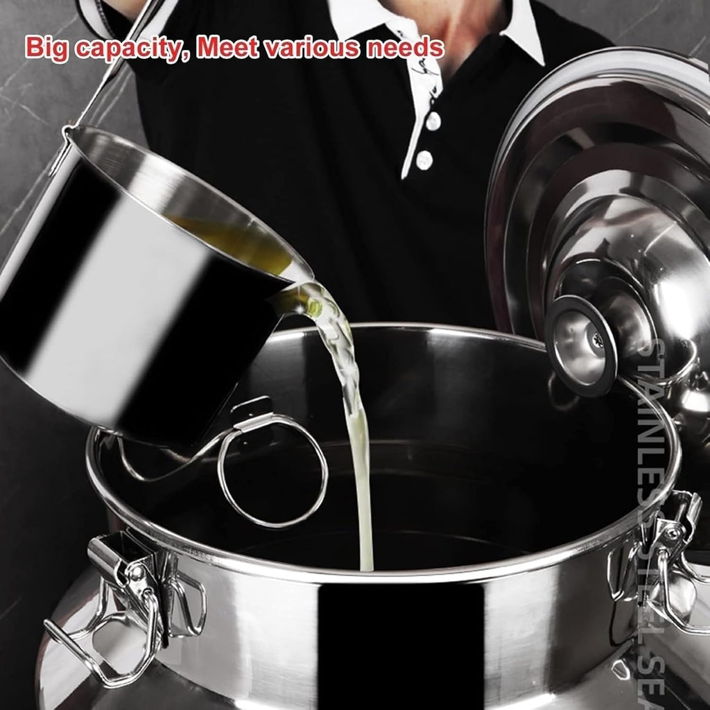 Milk Jug Sealed Tank 304 Stainless Steel Milk Transport Cans Bucket Milk Fermentation Tank Milk Wine Bucket Oil Tea Tank with Faucet for Liquid Storage and Transport(9.25Gal/35L)