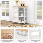 COSTWAY Kitchen Storage Island Cart on Wheels, Kitchen Rolling Trolley Cart with 3 Drawers and Shelves, 360° Wheels & Detachable Tray, Kitchen Island for Dining Room, Living Room & Bedroom