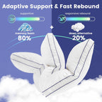 DOWNSTORIA Shredded Memory Foam Pillows Queen Size Set of 2, Medium Firm Bed Pillow for Sleeping, Soft Memory Foam Queen Pillows 2 Pack for Side and Back Sleepers with Gusset(20"x30")