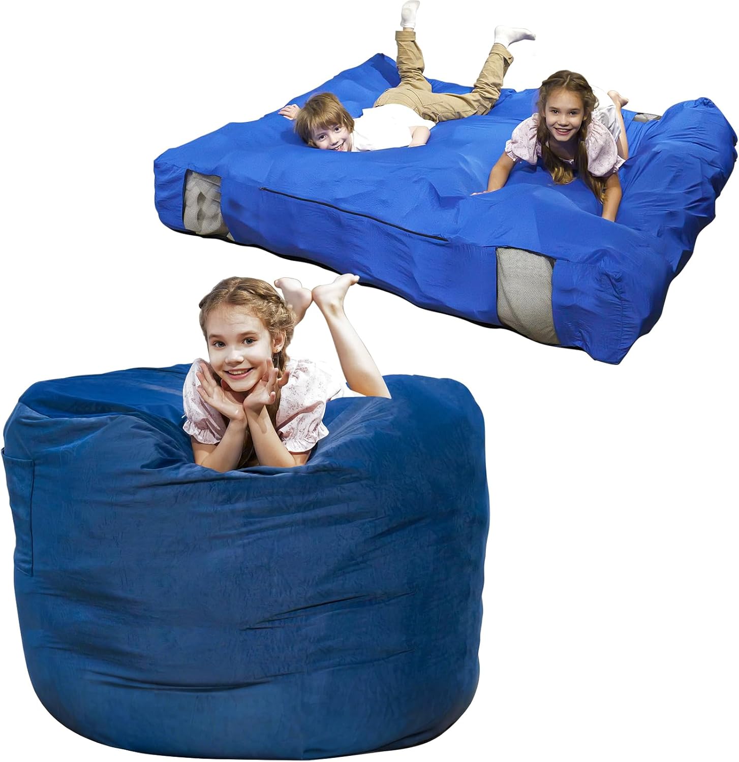 Bean Bag Chair and Sensory Crash Pad, Convertible Beanbag Folds from Lazy Chair to Floor Sensory Crash Pad, Giant Lazy Sofa Chairs with Memory Foam Filling, Machine Washable