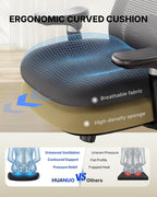 HUANUO Ergonomic Office Chair with 6D Armrest, Seat Depth Adjustment, Lumbar Support, Quiet Rubber Caster, High Back Mesh Gaming Chair with 3D Headrest, Big and Tall Desk Chair for Home Office, Black