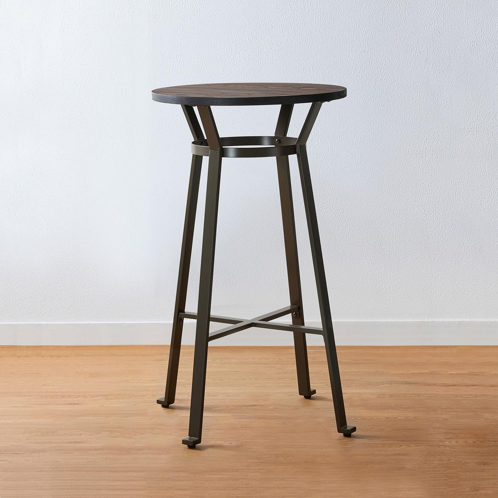 Glitzhome Round Bar Table, 41.25" H Wood Bistro Pub Table with Metal X-Leg Footrest, Rustic Kitchen Island Table for Dining Coffee Cocktail Living Room Small Space