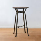 Glitzhome Round Bar Table, 41.25" H Wood Bistro Pub Table with Metal X-Leg Footrest, Rustic Kitchen Island Table for Dining Coffee Cocktail Living Room Small Space