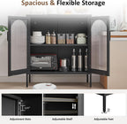 Buffet Cabinet, Modern Industrial Style Sideboard Buffet Cabinet, with Adjustable Shelves Credenza for Living Kitchen Dining Farmhouse, 15.8" L x 27.6" W x 35" H Black