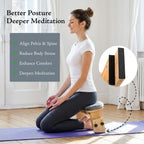 Adjustable Height Meditation Bench with Velvet Cushion, Bamboo Folding Prayer Kneeling Stool Yoga Meditation Chair, Zen Prayer Bench