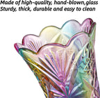 Dicunoy Set of 2 Glass Colorful Flower Vase, 9" Large Colored Crystal Flower Vase for Centerpieces, Heavy Duty Tall Flared Vase with Base for Dining Table, Living Room, Bouquet, Home, Wedding, Office
