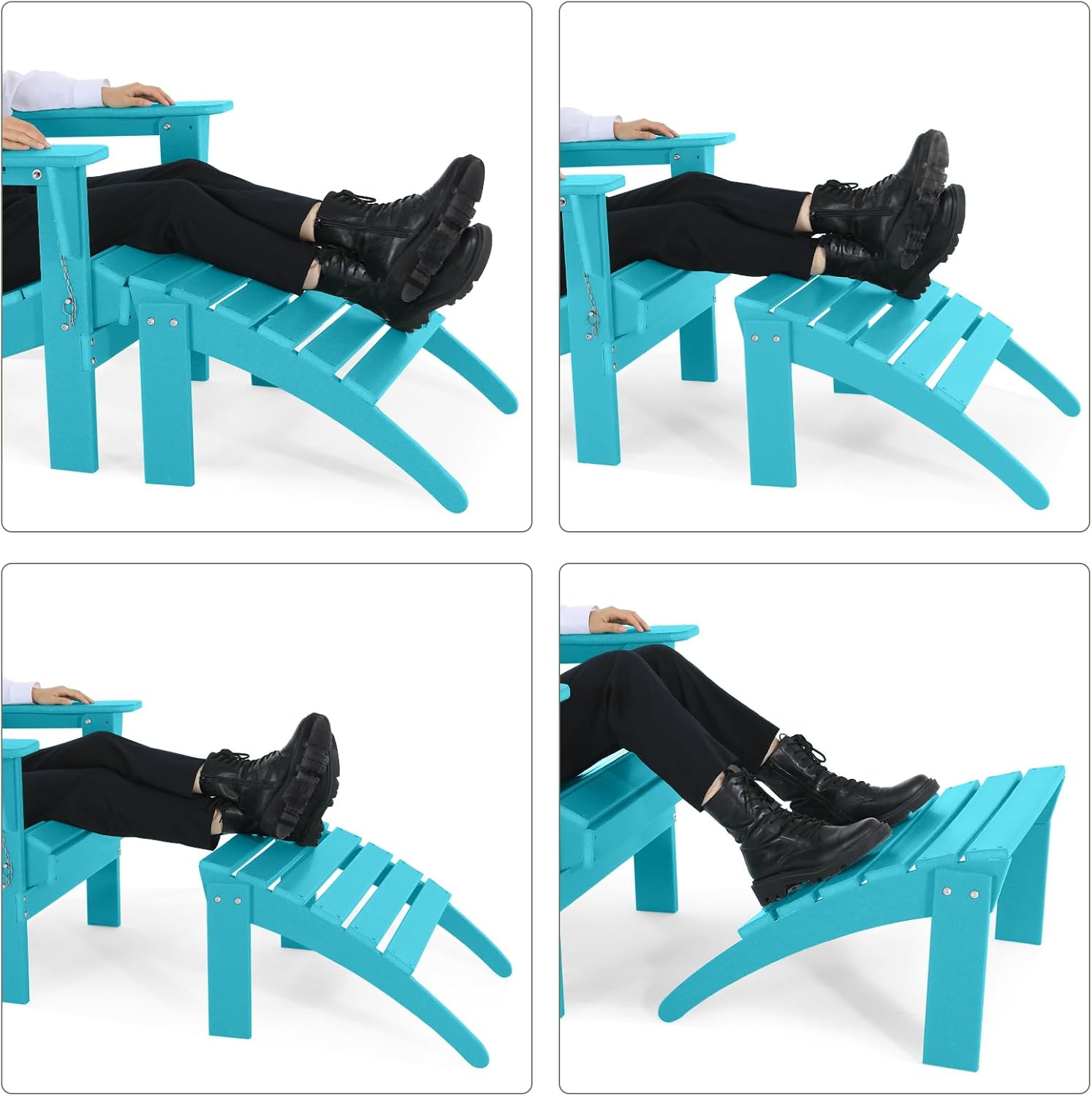 Adirondack Footrest Outdoor Weather Resistant Adirondack Footrest, Ottoman, Chair Companion, Folding Footstool for Patio, Pool, Garden, Backyard & Lawn (Turquoise)