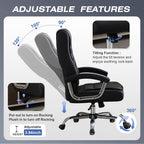 Executive Office Chair Adjustable Leather Chair, High Back Swivel Office Desk Chair with Padded, Armrest 350lbs Load-Bearing Spring Seat Computer Desk Chair for Home Office, Black