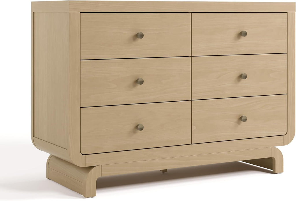 Storkcraft Santorini 6 Drawer Double Dresser, Driftwood | GREENGUARD Gold Certified, Interlocking Drawer System, Premium Wood Dresser Drawer Organizer for Nursery and Kids Bedroom