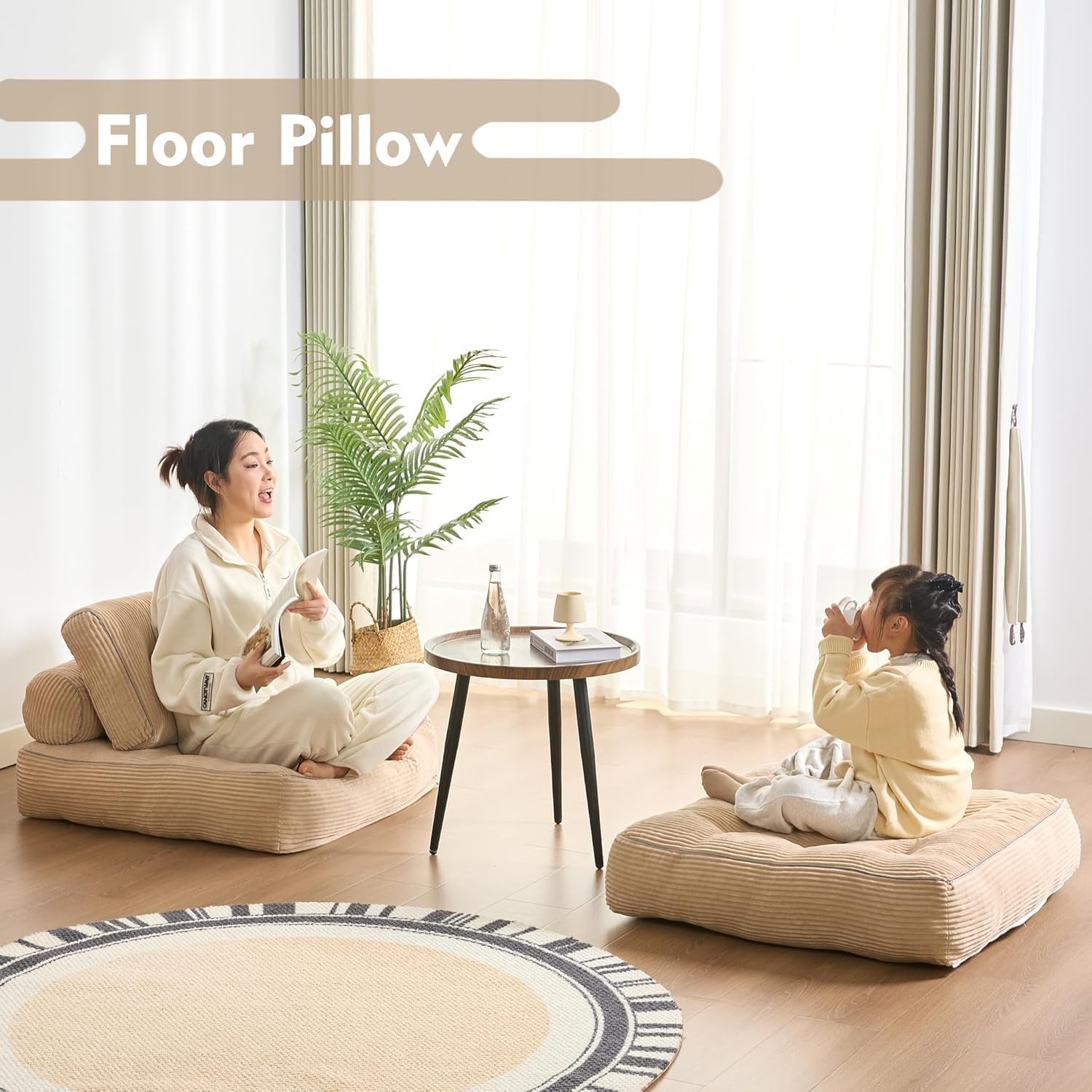 Convertible Folding Sofa Bed with backrest, Removable Washable Covering - Designed for Adults, Children, Leisure Areas, Ultra-Soft Filling Material, Corduroy(Camel)