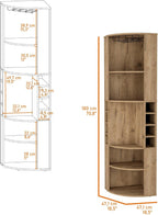 Wine Rack 5 Large Shelves Corner Storage Cabinet, Pantry Sideboard Locker for Living Room,for Kitchen Home