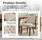 Shenyon Beige Velvet Dining Chairs Set of 4，Modern Upholstered Dining Room Chairs with Tufted Back and Wood Accents, Curved Solid Wood Legs & Nailhead Trim, Sillas De Comedor Modernas 4