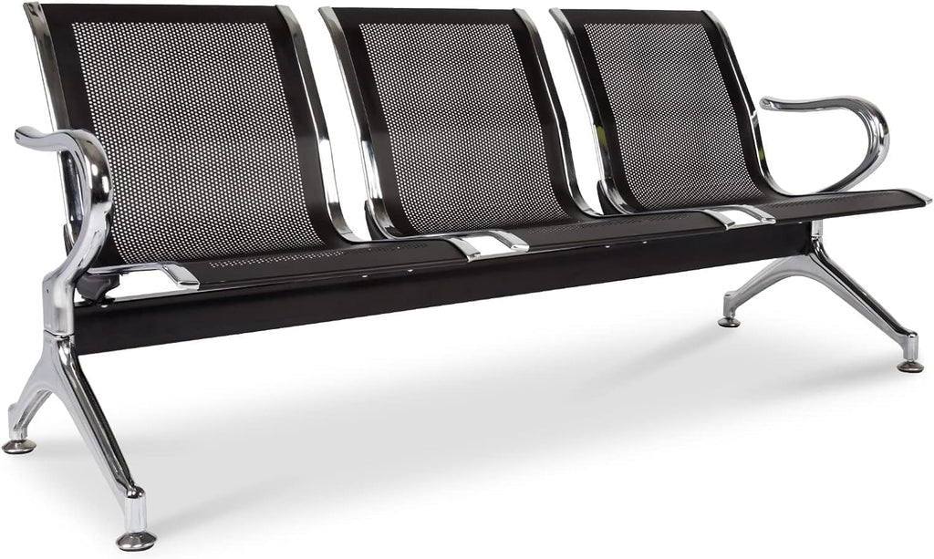 Kinsuite Waiting Room Chair - 3-Seat Airport Reception Lobby Office Bench, Black