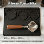 Espresso Tamping Mat, 90° Corner Silicone Coffee Bar Mat for 51/54/58mm Portafilters, Drawer-Friendly Tamper Mat with Tamper, Distributor & Puck Screen Slots, Countertop Protector, Black