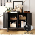 ONBRILL 48" Sideboard Buffet Cabinet with Storage, Storage Cabinet with Sliding Door & Adjustable Shelf, Modern Accent Coffee Bar Console Table for Kitchen, Entryway, Black
