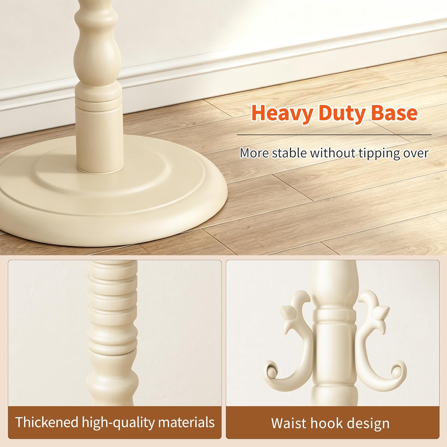 Wood Coat Rack Stand Wooden Coat Rack Freestanding,White | Hall Coat Tree with Sturdy Round Base 14 Hooks for Hat Bag Purses Vintage Coat Tree Hanger Stand for Entryway Hallway Bedroom