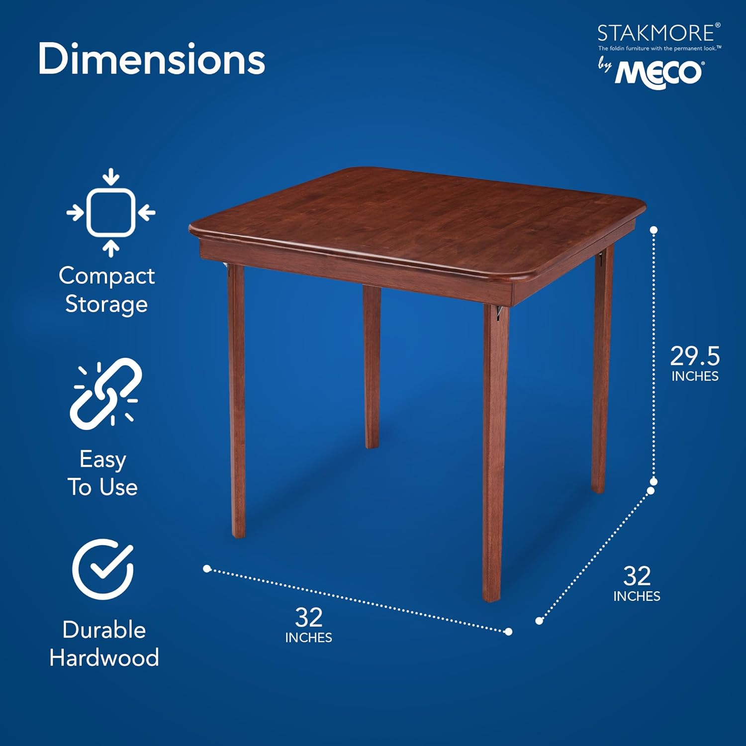 Stakmore Classic Straight Edge Solid Wood Folding Card Table, Cherry Frame