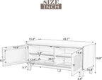 LUMISOL 2-Tier Storage Bench, Rattan Entryway Bench with Storage, Cushioned Shoe Bench with Double Doors for Entryway, Hallway, Grey+Beige