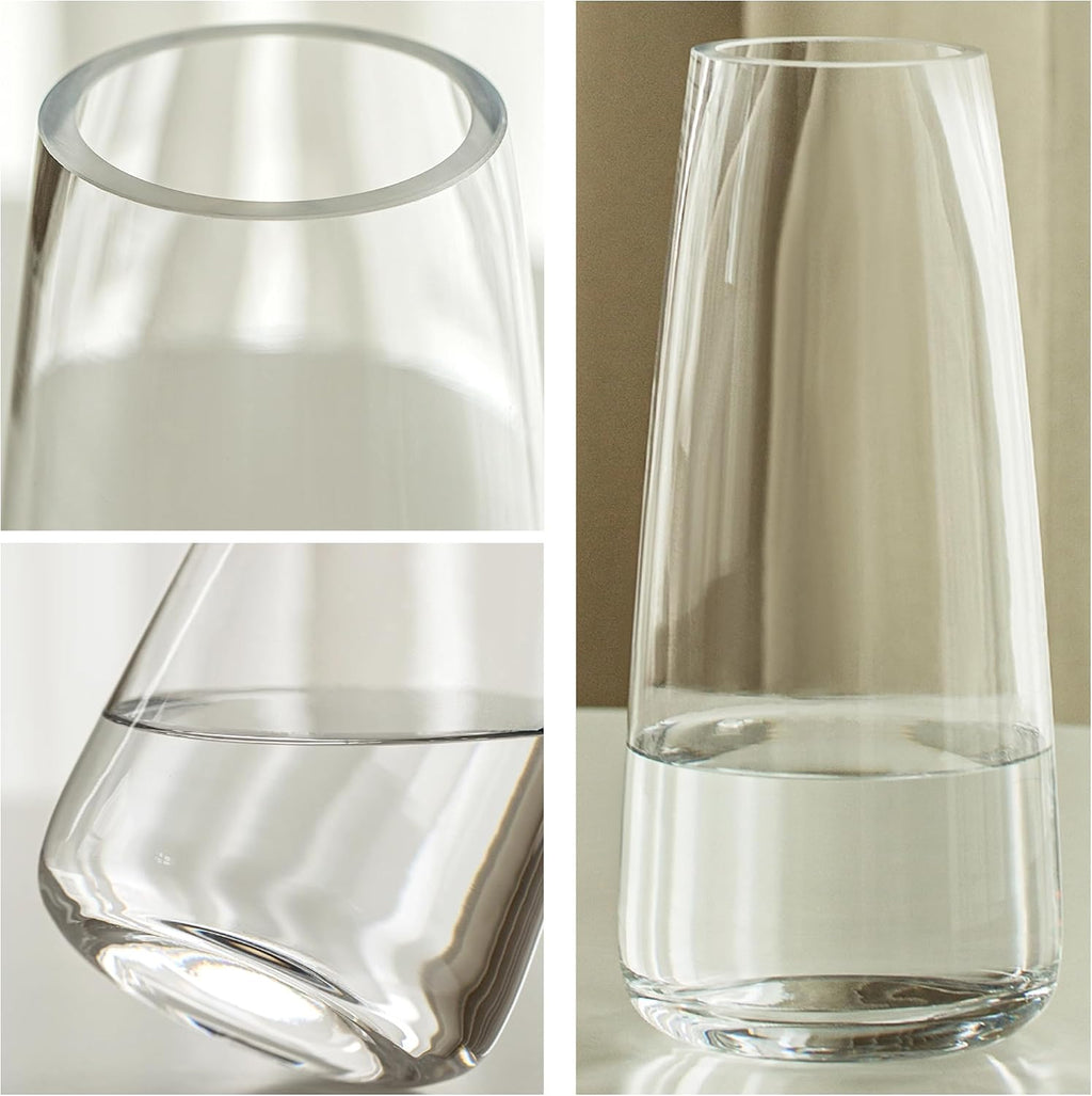 FANTESTICRYAN Modern Glass Vase Crystal Clear Glass Vase for Home Office Decor (Crystal Clear)