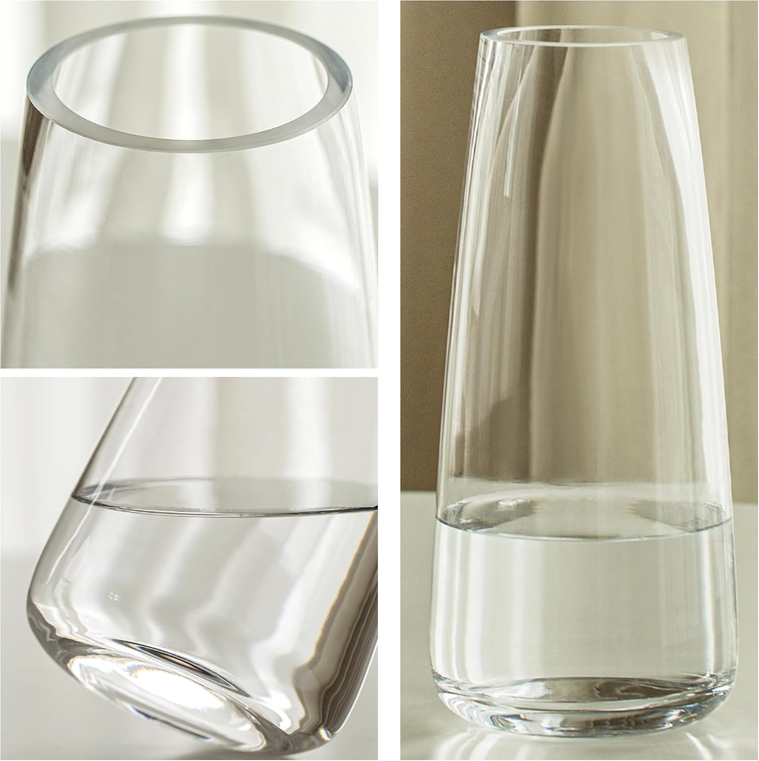 FANTESTICRYAN Modern Glass Vase Crystal Clear Glass Vase for Home Office Decor (Crystal Clear)