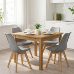 SHGJ&SOFT Modern Dining Chair Set of 4, PU Leather Kitchen Chair with high Back, Tulip Chair with Solid Wood Legs with Cushion and Back Cushion for Living Room Bedroom Dining Room (Gray, 4 PC)