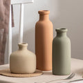 Ceramic Vase Set of 3 - Rustic Vases Set for Flower Centerpieces Pampas Grass - 3 Bud Vase for Decor - Modern Decoration Terracotta Vases for Home Farmhouse Table Office, Mini Pottery Vase by Lyeec