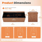 Sweetcrispy 43 Inch Folding Storage Ottoman Bench, Large Hidden Storage Chest with Padded Seat, Foot Rest Stool Supports Up to 660Lbs, End of Bed Bench for Bedroom, Living Room, Faux Leather, Brown