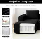 ivoros 125" Cloud Couch Sectional, Modular Sofa with Cup Holder and Storage Pocket, Corduroy U Shaped Boneless Sofas, Couch in a Box, No Assembly Required, Black Couches for Living Room