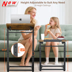 Tv Tray Table, 8-Level Adjustable Height Couch Side Table，90° Tilt Angle Adjustments C-Shaped End Table, with Phone & Tablet Slot Sofa Computer Desk for Couch, Sofa, Bed, Chair, Living Room (Brown)