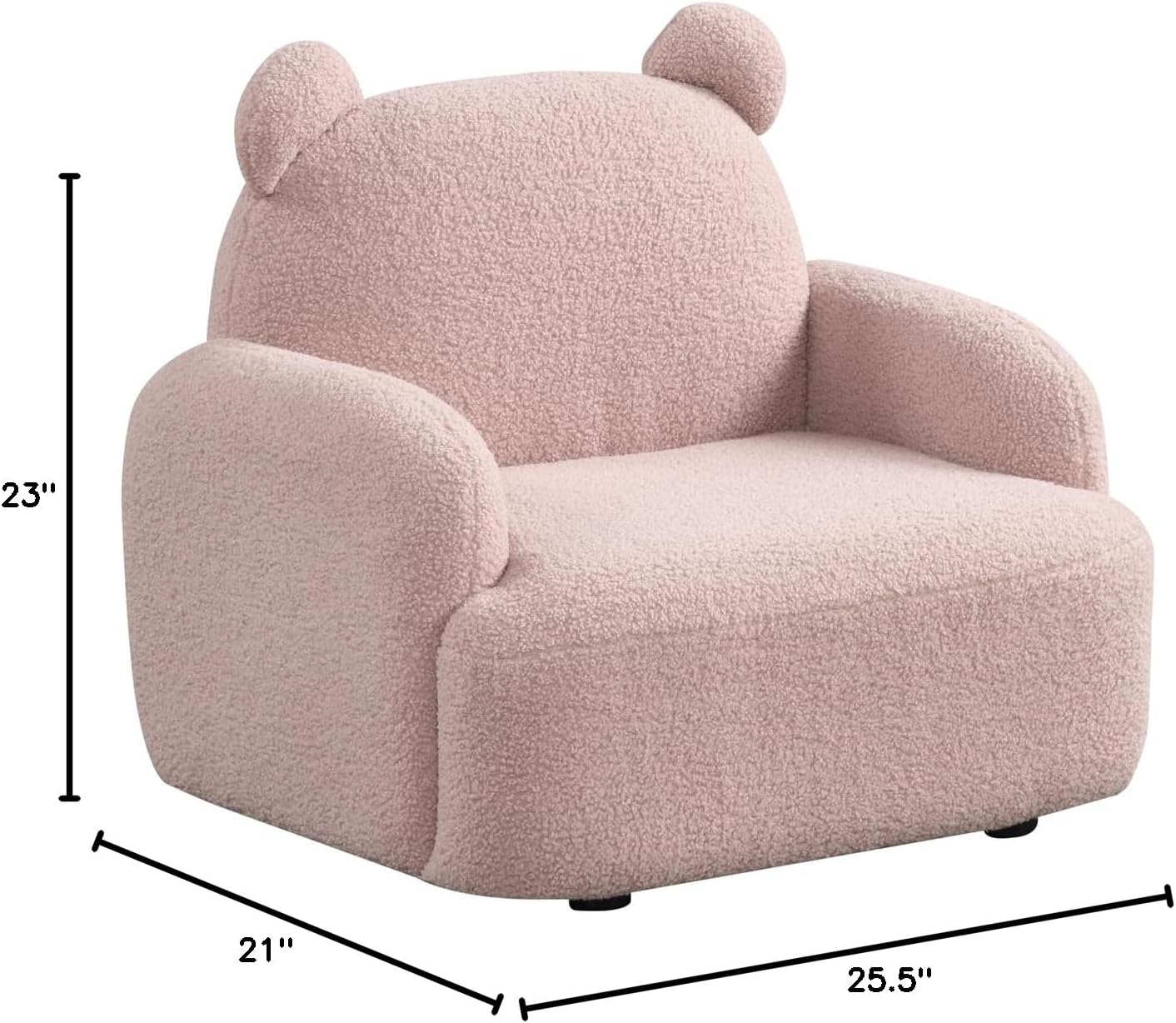 25.5" W Pink Sherpa Bear Shaped Armchair