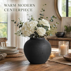 Rustic Ceramic Vase, 8.3" Black Farmhouse Tall Vase, Vintage Vases, Modern Terracotta Decor Vases for Home Decor, Living Room, Entryway, Table Centerpieces, Shelf, Kitchen, Housewarming Gifts