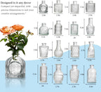 Glass Bud Vases Set of 16 - Assorted Small Mini Glass Vases for Flowers, Crystal Vintage Vase Set, Bulk Centerpieces for Table Décor, Wedding, Home and Events (Clear, 16 Pcs)