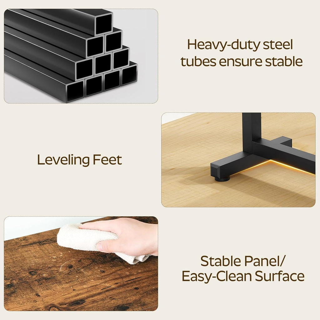 YATINEY Side Table, End Table, Small Couch Table, Sofa Table Adjustable Height, Drink Table for Living Room, Bedroom, Rustic Brown and Black ET40BR