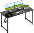 Casaottima 48 Inch Small Computer Desk for Home Office, Study Writing Table for Small Spaces, Simple Modern Desk with Headphone Hooks, Pure Black