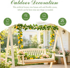 2Pcs Artificial Lemon Vine Garland with Fruits, 12FT Lifelike Yellow Lemon Vines, Faux Greenery for Wedding Home Wall Decor, Indoor Outdoor Hanging Kitchen Bathroom Party DIY