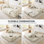 HANXIN 78 Inch Convertible Sleeper Sofa Bed, Folding Floor Mattress Couch with Fixed-Shape Frame, Futon Boneless Couch Lounge Loveseat with Pull Out Bed, No Assembly Required (Beige)