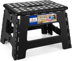 ACKO 12pack Folding Step Stool 9 Inch Step Stool 300 lb Capacity Plastic Foldable Step Stools for Kids and Adults, Folding Stool Suitable for Kitchen, Small Stepping Stool with Handle Black