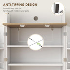 66.5" Kitchen Pantry Cabinet - Microwave Stand & Storage, 8 Shelves, White