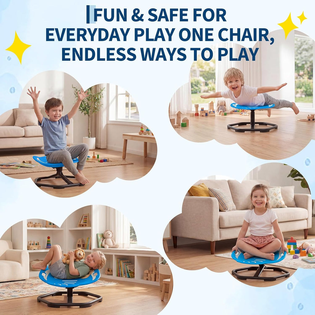 Garvee Spinning Chair for Autistic Kids, Multifunctional Sensory Chair, Glow-in-the-Dark Elephant Swivel Seat, Balance Training Sit and Spin Toy for ADHD, Ideal Gift for Autistic Boys, Ages 3+