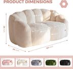 MAXYOYO Bean Bag Chair for Adults, Floral Shaped Bean Bag Sofa | Ultra Soft Faux Fur Floor Sofa, Large Reading Chair for Living Room Bedroom, Beige, Double