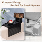 Couch Cup Holder for Armrests Over 4.9" Wide with 360° Phone Stand Black | Couch Arm Tray with 360° Rotating Phone Stand, 3 in 1 Foldable Sofa Arm Tray Table for Remote, Snacks, Phone, Drinks