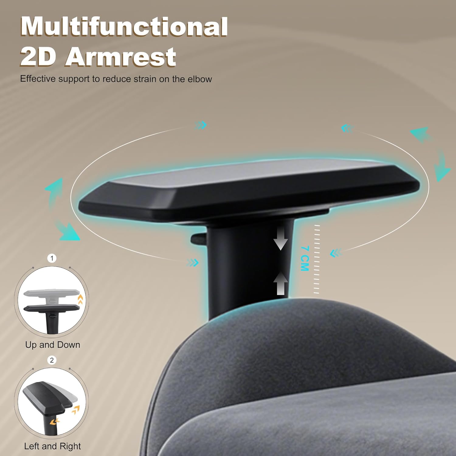 Symino Gaming Chair, Ergonomic Office Chair with 2D Armrests, 150° Recline, Breathable Faux Suede Fabric, Adjustable Headrest, Computer Desk Chair for Home Office, with Footrest, Grey