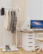 Industrial Clothes Racks,Metal Garment Trees,68.9in,White,Small | Coat Racks Freestanding with Natural Patterned Bottom Plate,Easy to Clean Coat Hangers for Home,Clothing Stands for Office
