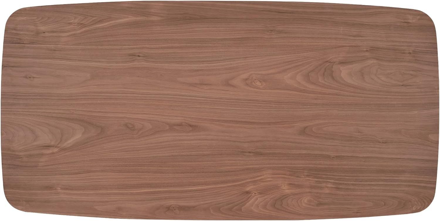 Penau Walnut Finish Rectangular Dining Table, Curved Wooden Base, Engineered Wood Construction with Walnut Veneer, Sturdy MDF Core, Modern Contemporary Design, 71 x 35 x 30 Inchs